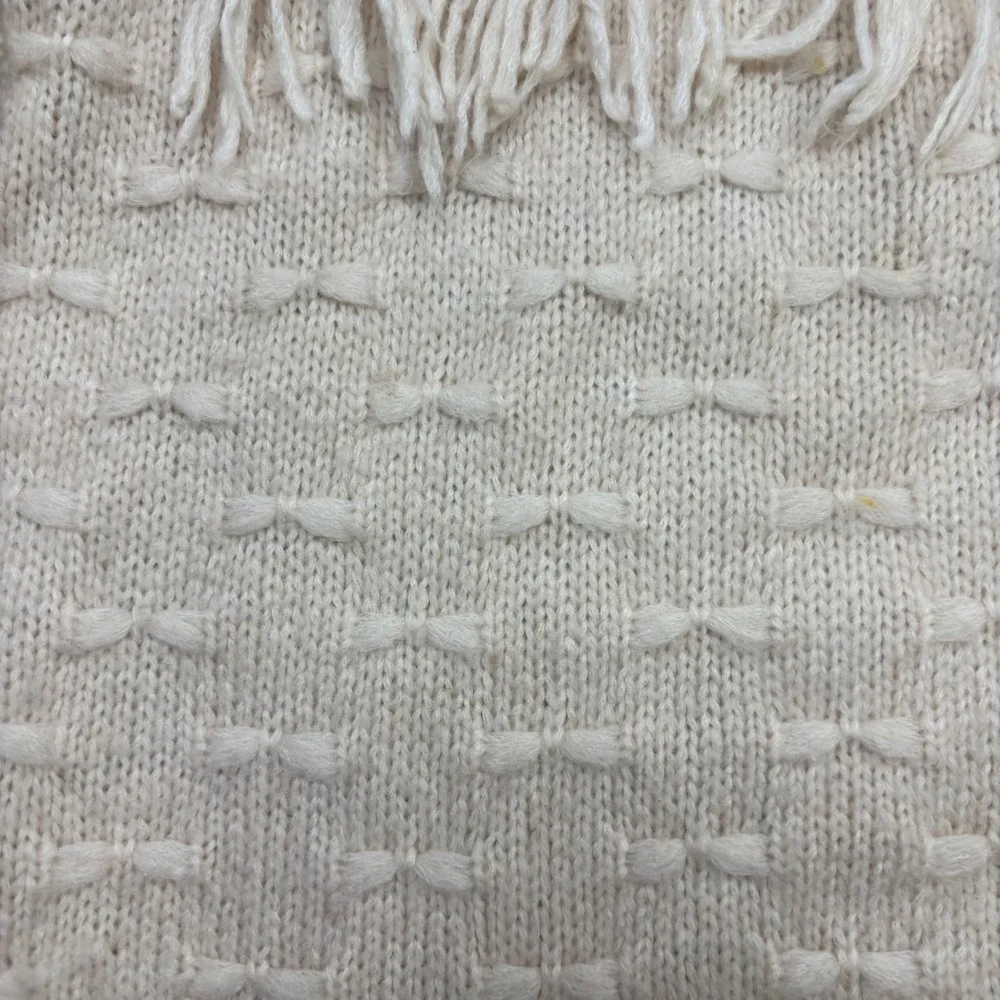 Chelsea & Violet Womens‎ Cream Fringe Cable Knit Sweater Boho Western Small